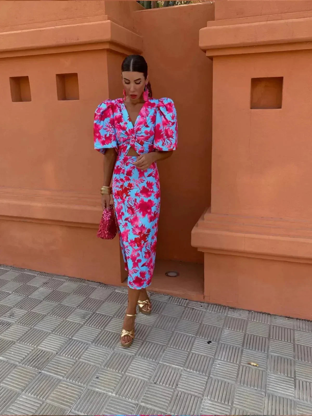 Etta | Women's Elegant Puff Sleeve Printed Dress