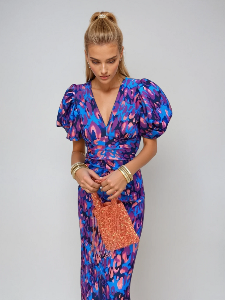 Etta | Women's Elegant Puff Sleeve Printed Dress