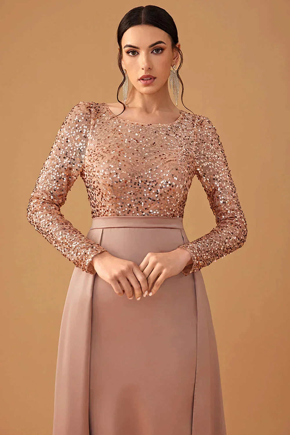 Seren | Women's Sequined Bodice Evening Dress with Flowing Skirt
