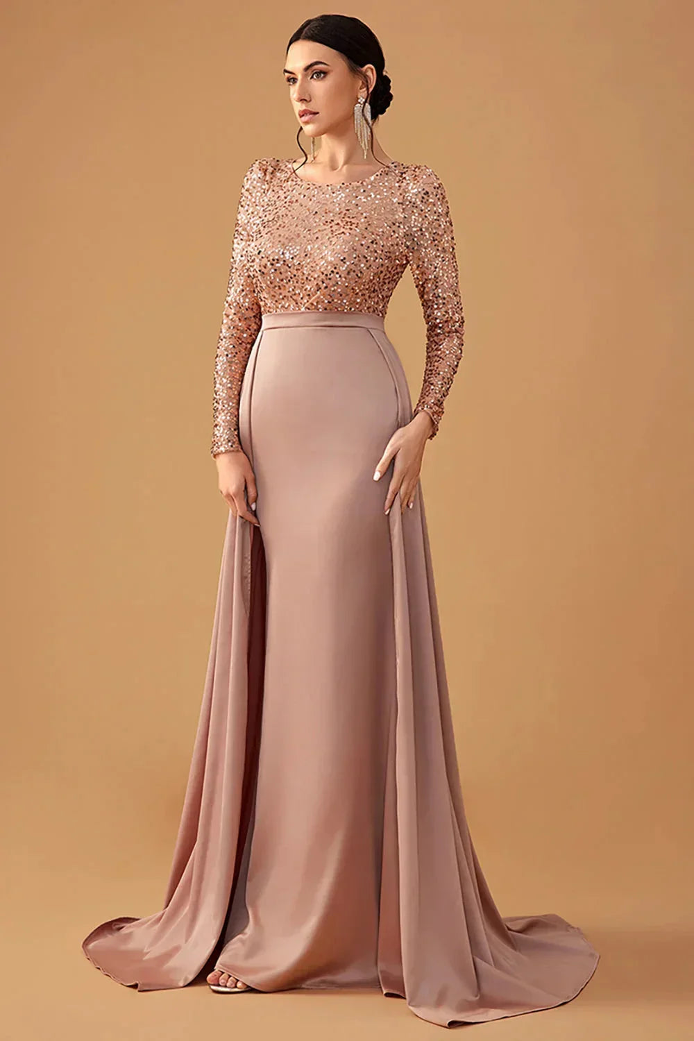 Seren | Women's Sequined Bodice Evening Dress with Flowing Skirt