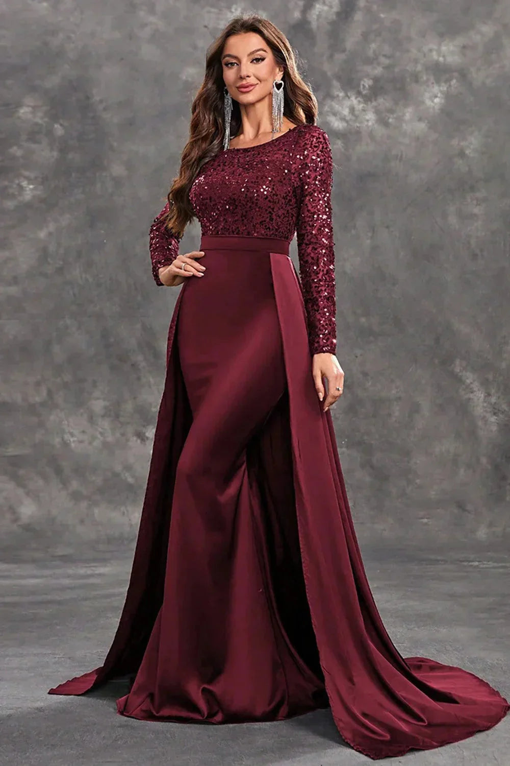 Seren | Women's Sequined Bodice Evening Dress with Flowing Skirt