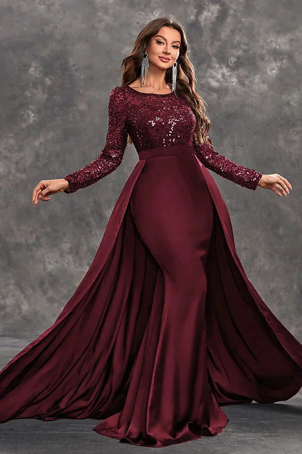 Seren | Women's Sequined Bodice Evening Dress with Flowing Skirt