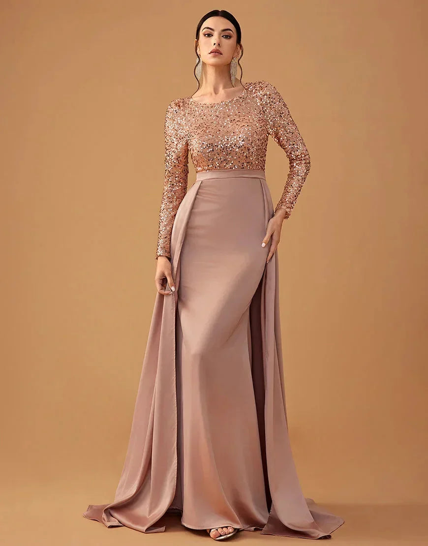 Seren | Women's Sequined Bodice Evening Dress with Flowing Skirt