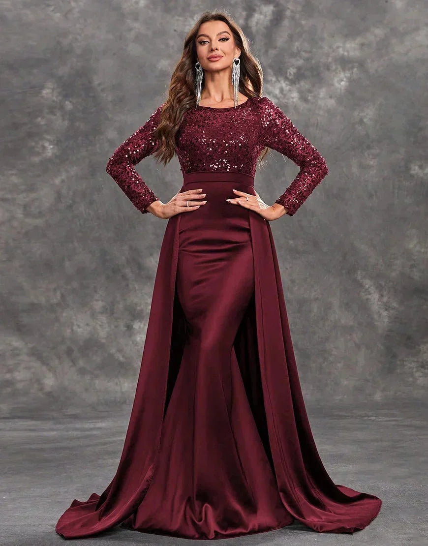 Seren | Women's Sequined Bodice Evening Dress with Flowing Skirt