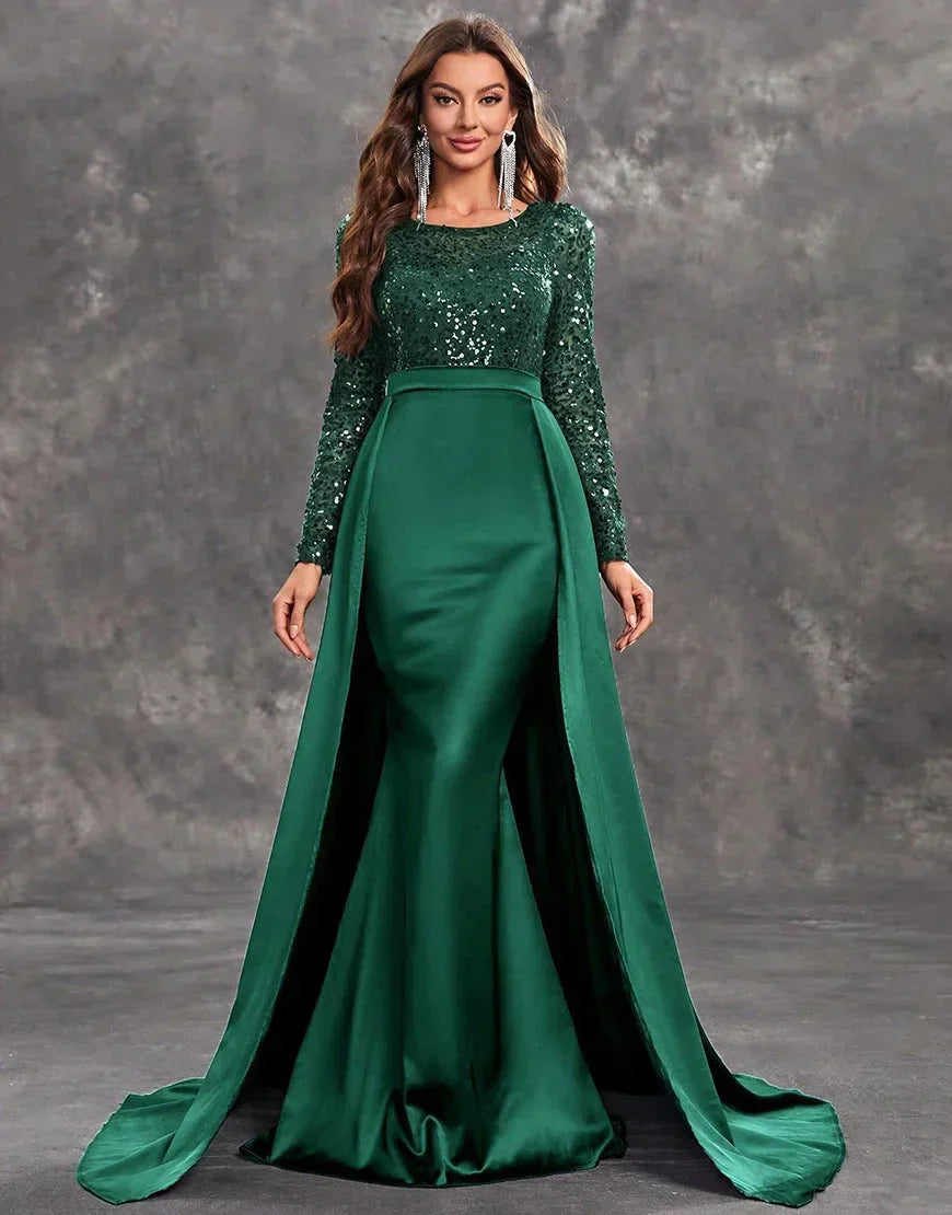 Seren | Women's Sequined Bodice Evening Dress with Flowing Skirt