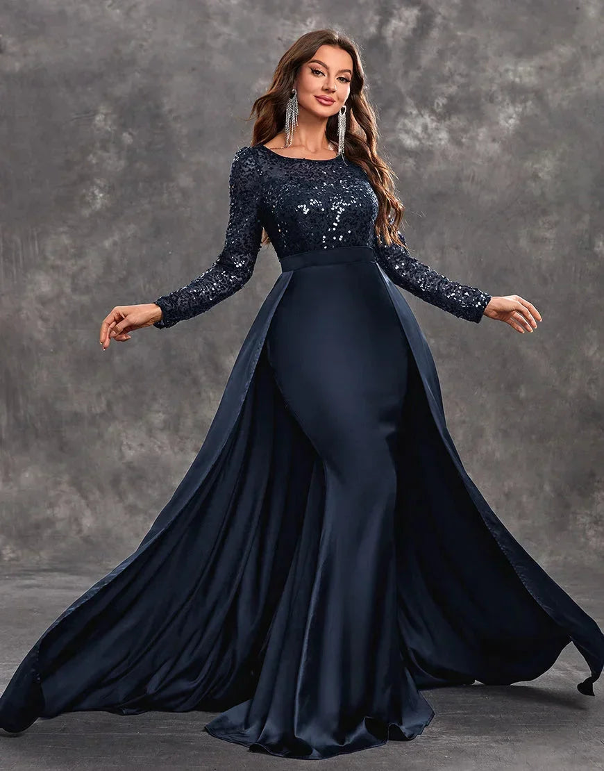 Seren | Women's Sequined Bodice Evening Dress with Flowing Skirt