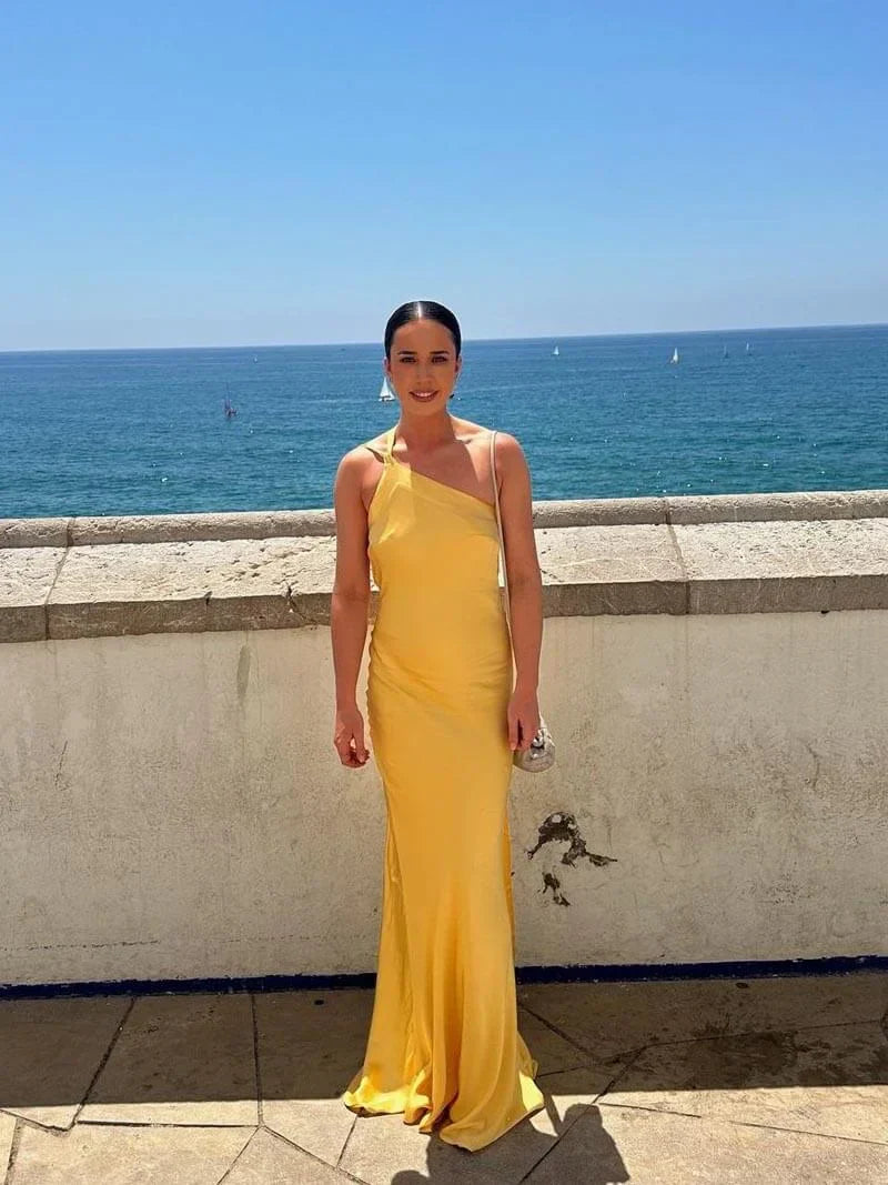 Ottilie | Women's Satin Maxi Dress with Spaghetti Straps