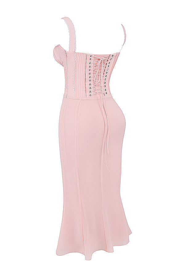 Ceridwen | Soft Peach Midi Dress