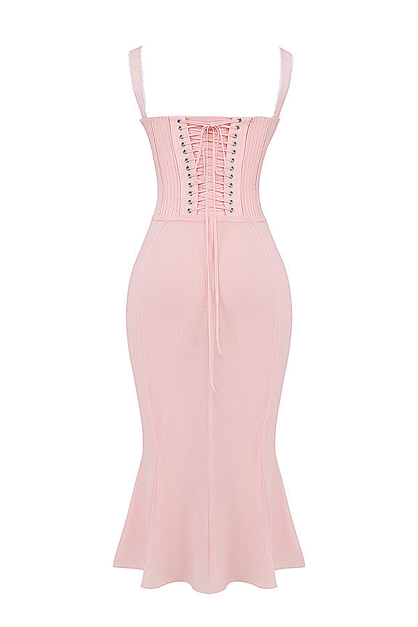 Ceridwen | Soft Peach Midi Dress