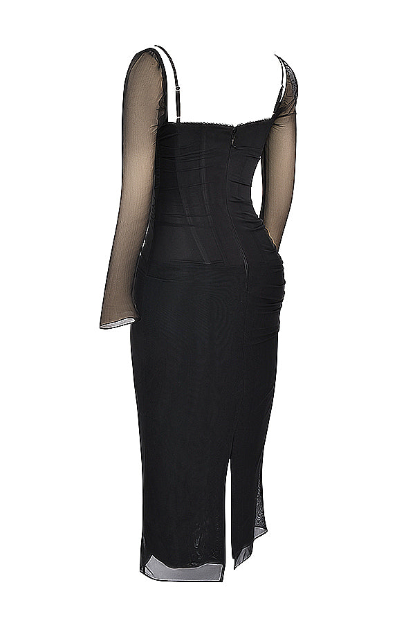 Nora | Deep Maxi Dress with Long Sleeves