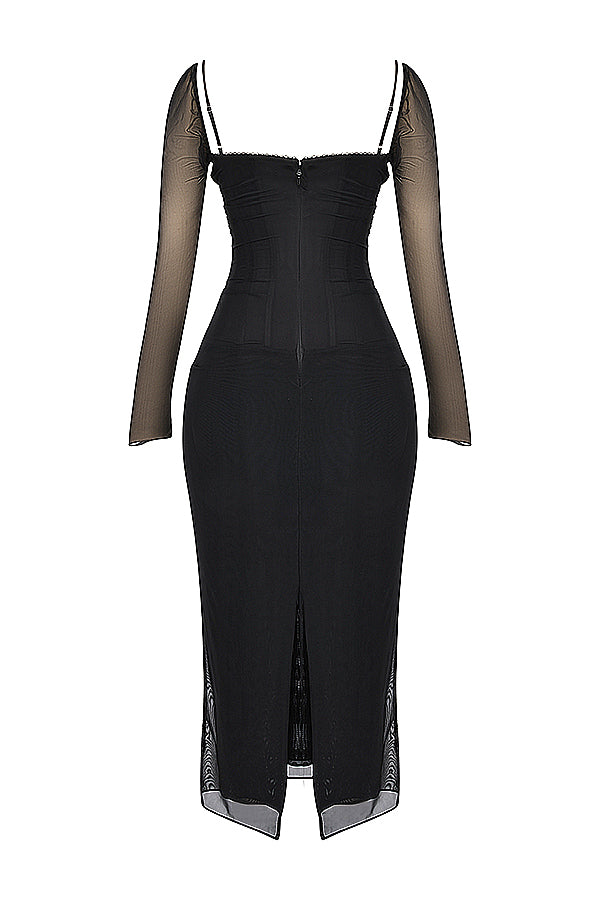 Nora | Deep Maxi Dress with Long Sleeves