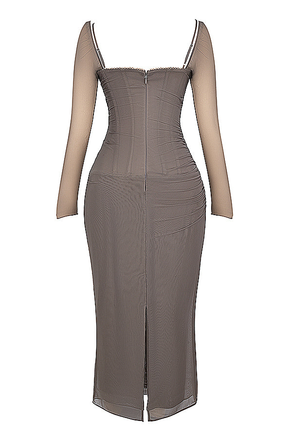 Nora | Deep Maxi Dress with Long Sleeves