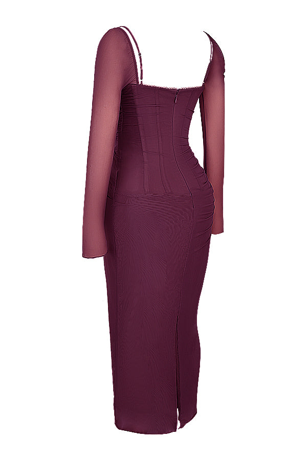Nora | Deep Maxi Dress with Long Sleeves