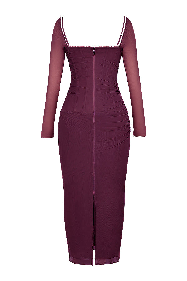 Nora | Deep Maxi Dress with Long Sleeves