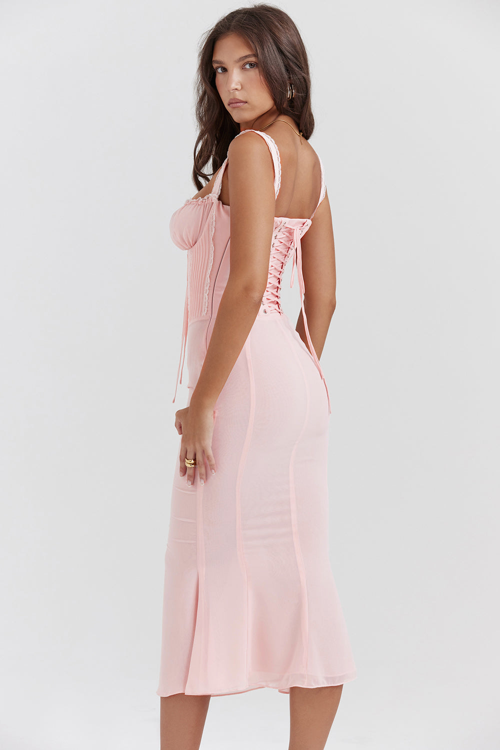 Ceridwen | Soft Peach Midi Dress