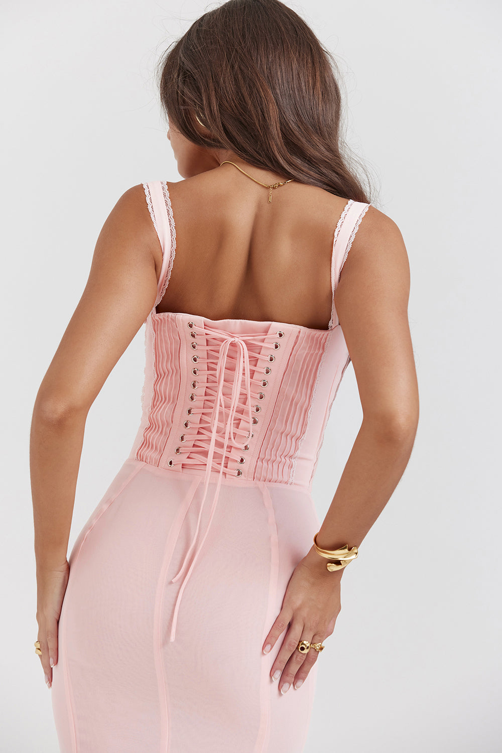 Ceridwen | Soft Peach Midi Dress