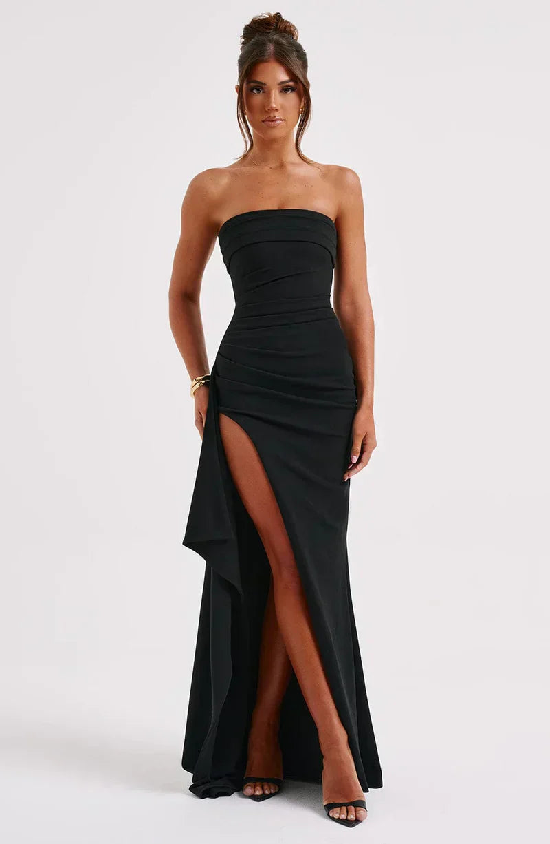 Jackie | Twisted maxi dress without shoulders